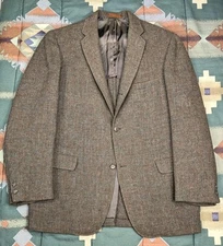 HARRIS TWEED Vtg 60s 70s Gray Brown Tweed BLAZER Coat Suit Jacket Men's 42L