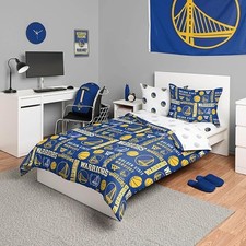 FOCO NBA Team Logo Bed in a Bag Comforter, Sheets, Pillow Cases Bed Golden State