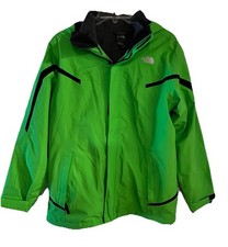 North Face Boys XL 18/20 Black /Neon Green Dryvent Hooded Rain Jacket