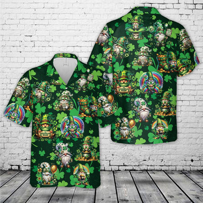 St Patricks Day Hawaiian Shirt Gnomes Green Irish Shamrock Gnome Aloha Shirt Lep
