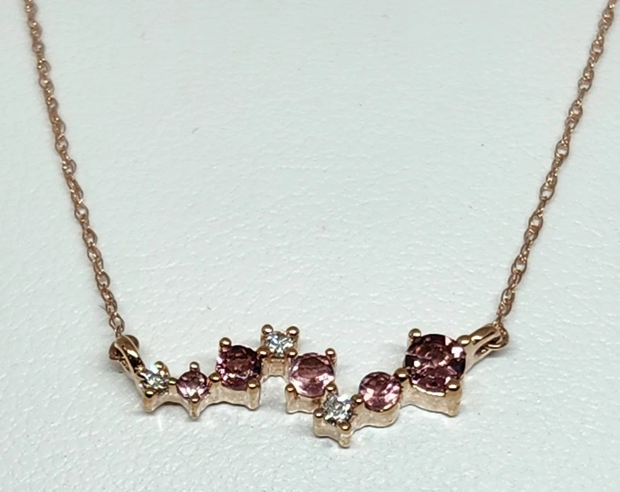 Hermoso Collar de Diamantes Turmalina Rosa Oro Rosa 10K LC Lauren Conrad - 18" Foto 3 de 3