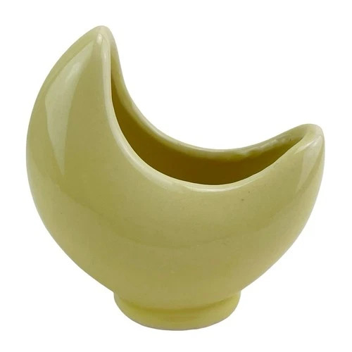 Vintage Crescent Moon Planter Vase Plant Pot Yellow Mini USA Pottery McCoy? 4"