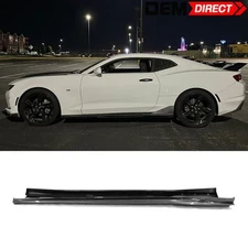 Fits 16-24 Chevy Camaro IKON V3 Style Side Skirts Protector Carbon Fiber Look PP