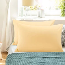 Zippered Pillow Cases Pillowcases Egyptian Cotton (20 x 30 Inch, Yellow) 2-Pack