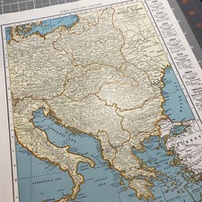 1940's Central Europe  atlas Map Vintage Poland Germany Hungary Romania Bulgaria