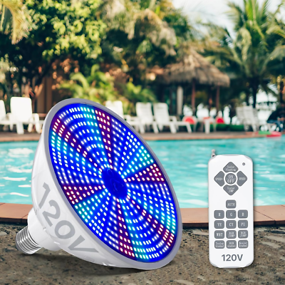 #ad LED Pool Lights Bulb 40W with 17 Light Modes 120V RGBW Pool Light for Ingrou...