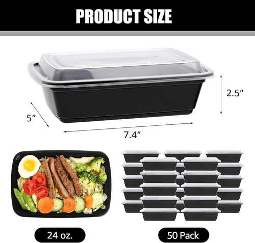 Cajas de almacenamiento de alimentos de 24 oz contenedores de comidas aptas para microondas sin BPA - Imagen 2 de 10