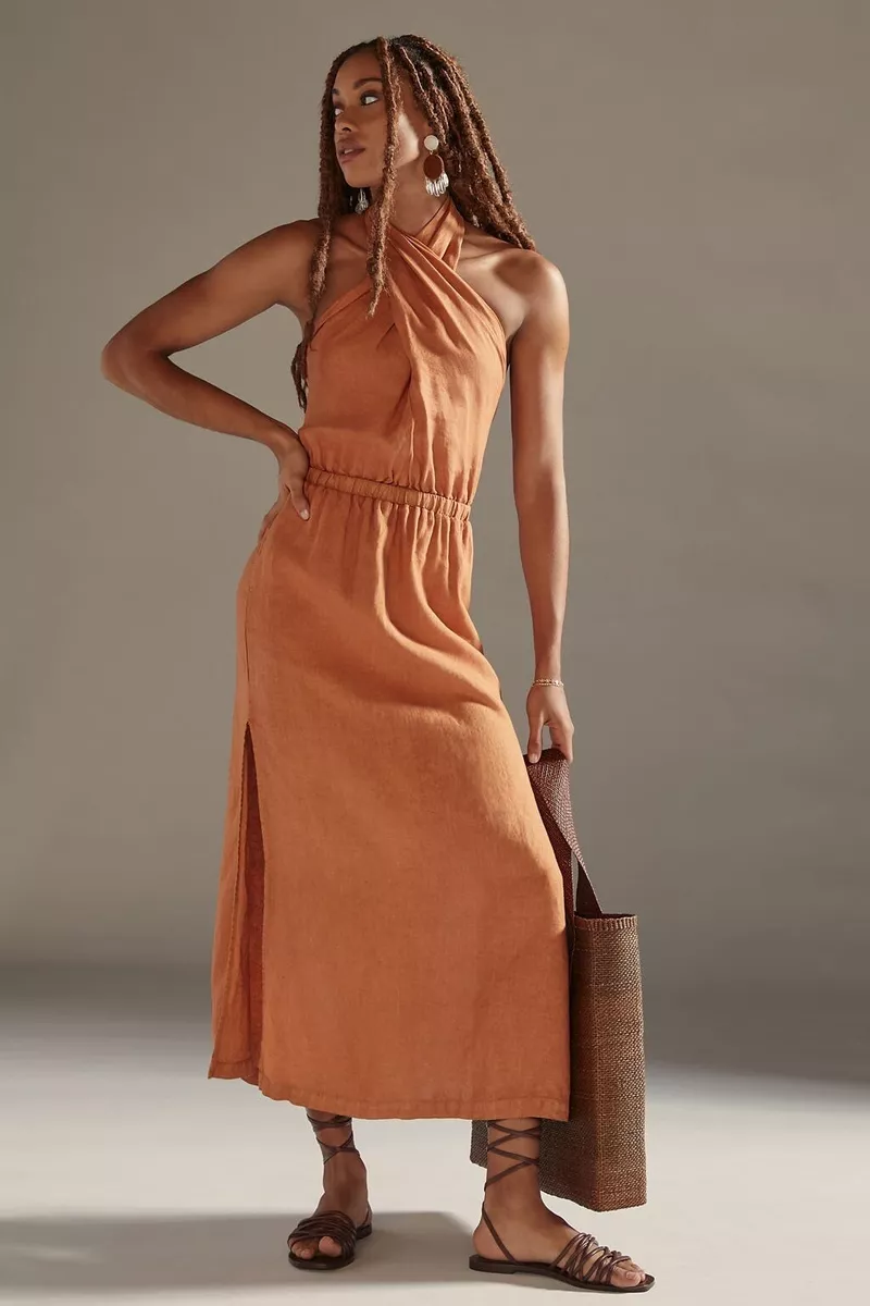 Anthropologie linen cheap dress