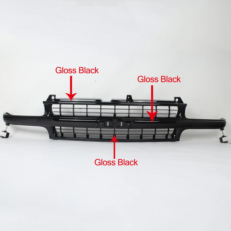For 99-02 Chevrolet Silverado / 2000-06 Suburban Tahoe Front Grille Gloss Black Foto 3 de 4
