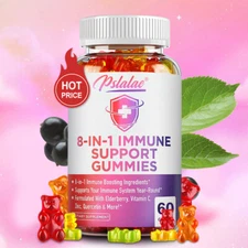 8-in-1 Immune Support Gummies - with Elderberry, Vitamin C, Bromelain, Quercetin