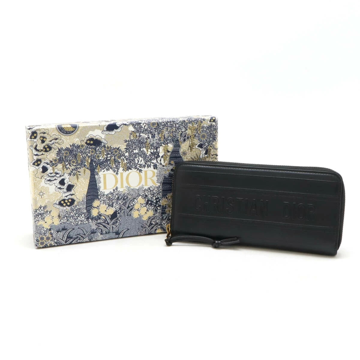 小物 Dior Long Zip Wallet Christian Dior Embossed Logo Zip Around Long Wallet Leather