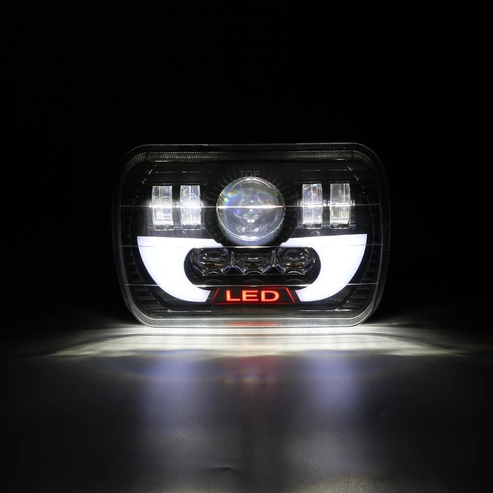 Projector 7x6" 5x7" LED Headlights Hi/Lo DRL for Toyota Nissan Pickup Hardbody - Image 3 of 4
