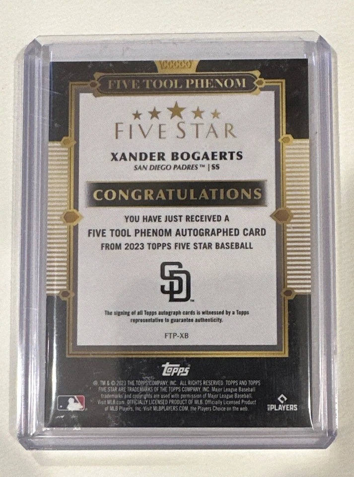 2023 Topps Five Star Xander Bogaerts 5 Tool Auto 17/25 - Image 2 of 2