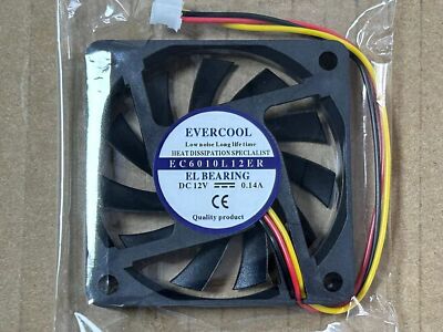 EVERCOOL EC6010L12ER 12V 0,14 A  60mm 3-adriger geräuscharmer Lüfter