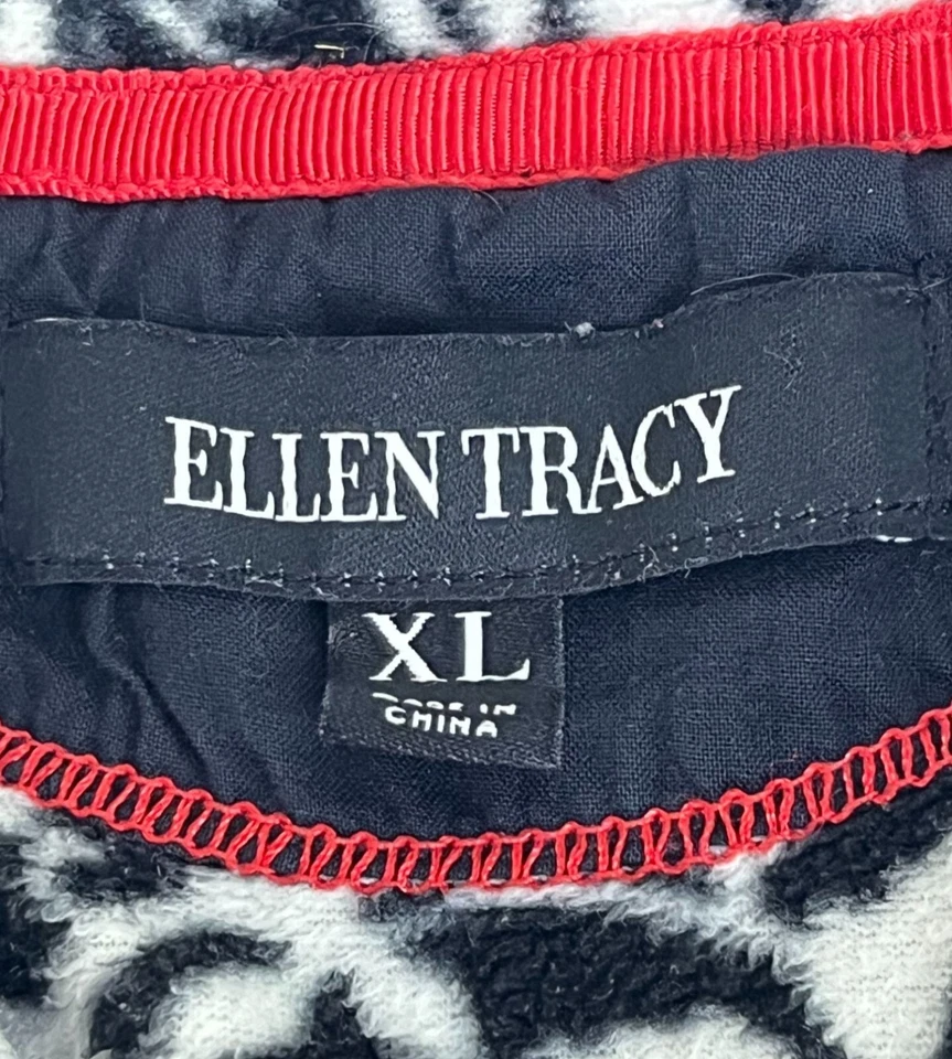 Ellen Tracy Damasco Floral Polar Pijama PJ Top Para Mujer Talla XL Negro Manga 3/4 Foto 2 de 4
