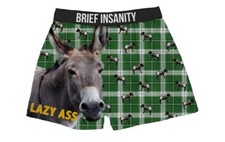 Brief Insanity Faul Arsch Esel Kariert Lustig Urban Boxershorts Unterwäsche 7000