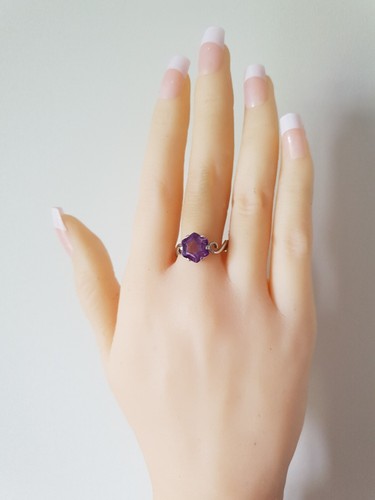 Genuine 100% Real Sterling Silver Rings, natural Topaz/Amethyst CZ R25.FREE POST - Picture 7 of 8