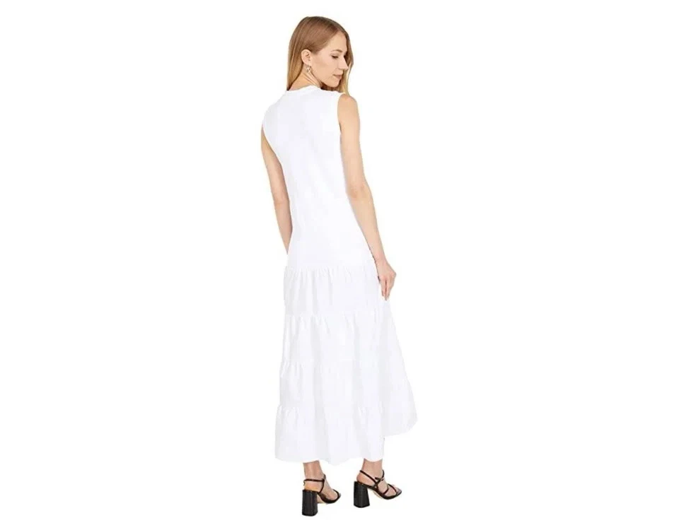 NUEVO Maxi Vestido Ted Baker Para Mujer Blanco Viannee Jersey en Niveles Talla 4= 10 Foto 4 de 4