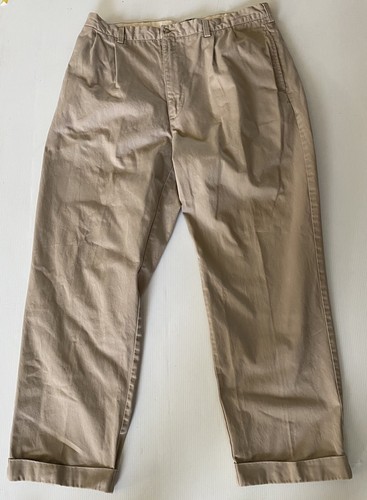 Vintage Polo Ralph Lauren Pants Mens 36x30 Khaki Pleated Chino Made In India - Picture 2 of 10