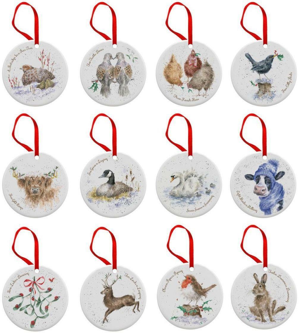 Royal Worcester Wrendale Christmas tree decorations 12 days of ...