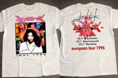 トップス Bjork Orkestral Official Tee sz.L Bjork Post European Tour 1996 Vintage 90s T-Shirt Gift Fans Music