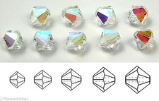 Czech Bicone Crystal Beads Crystal AB clear Aurora Boreale Rondelle Diamond