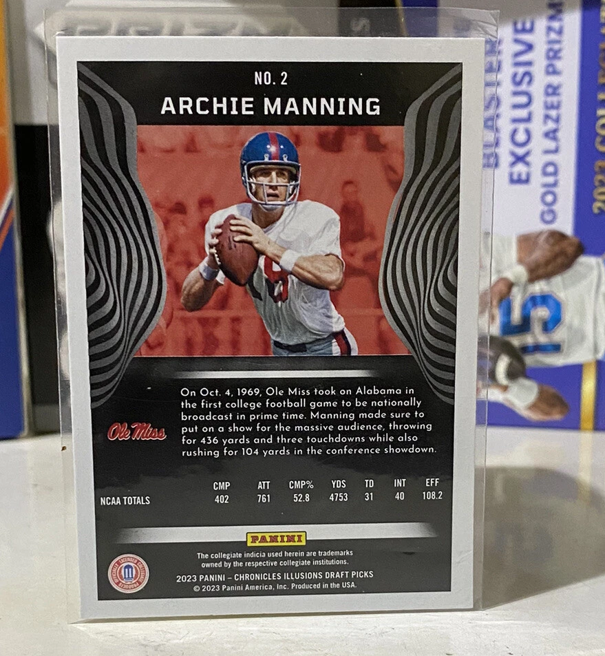 2023 Panini Chronicles Draft Picks - Illusions #2 Archie Manning - Image 2 of 3