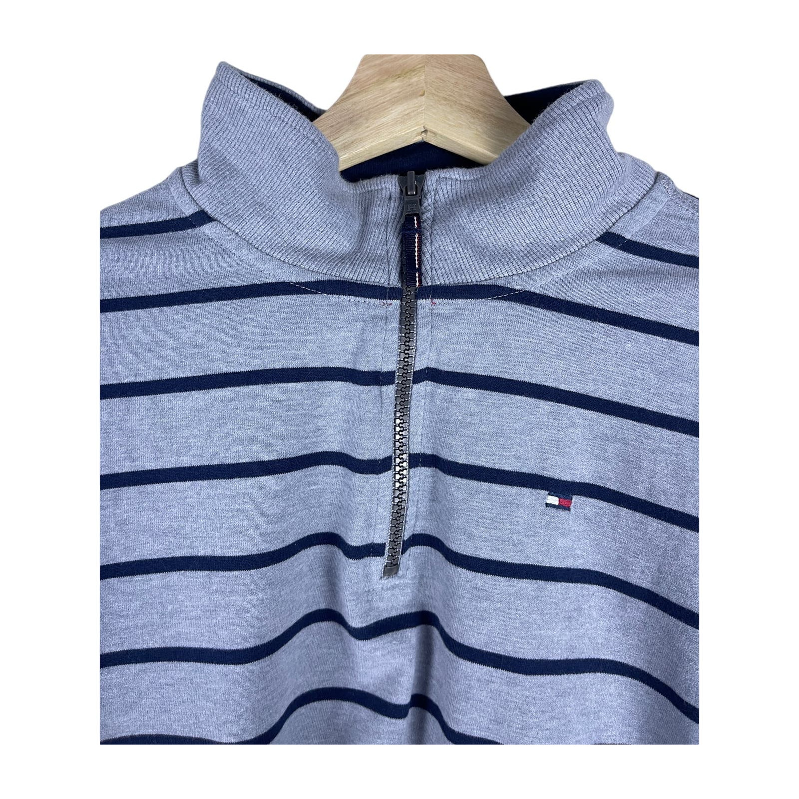 Tommy Hilfiger Sweater Mens Sz XL Blue Striped 1/… - image 4