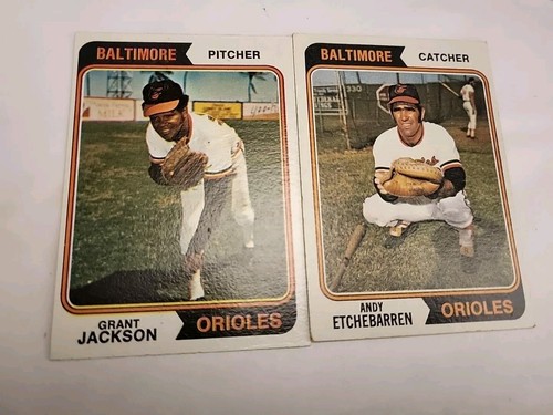 1974 Topps Baltimore Orioles #68 Grant Jackson and #488 Andy Etchebarren