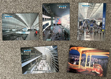 5 Vintage Hong Kong Post Cards Chek Lap Kok Airport 1998 & Peak Tram by Night