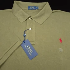 POLO RALPH LAUREN SHIRT -3XB BIG ARMY GREEN SAGE MESH SHORT SLEEVE RED PONY GOLF