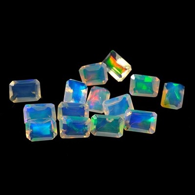 4.40 Ct Top Ethiopian Opal Fancy Cut, Loose Gemstone Multi Fire Opal Baguette