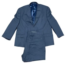 Michael Kors Men's 50R Slate Blue Grid Pattern Wool Blend Suit Separates