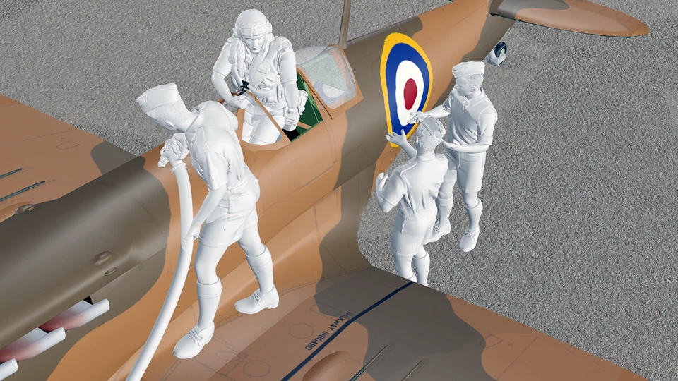WWII RAF - Malta - Spitfire Pilot - Ground Crew - 5 Figure Set - Image 2 of 4