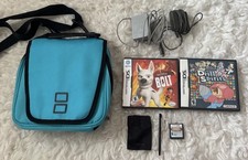 Nintendo DS Blue Travel Case With Multiple Compartments and 3 games