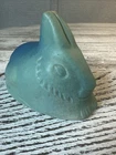 Rare Vintage Van Briggle Art Pottery Rabbit Teal Blue Signed