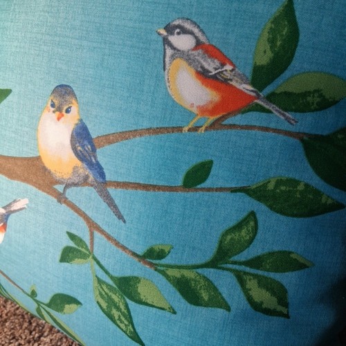 Throw Pillow Mainstays Birds on Branch Blue Indoor Outdoor 14" Square Decorative - Picture 2 of 11