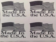 Made in the USA American Flag Decal Stickers Black White Set of 4
