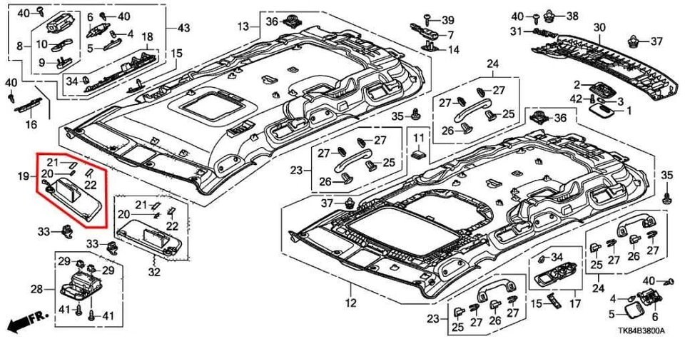 Parasol delantero derecho Honda Odyssey 2011-2012 con espejo retrovisor iluminado *Leer* Foto 2 de 4