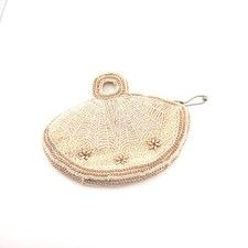 Vintage 1930s Beaded Evening Clutch Bag Purse Pastel Pink Cream Flower Floral