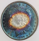 1887 P MORGAN MOST INCREDIBLE BULLSEYE RAINBOW! FLAWLESS GEM BU++++NR #64619