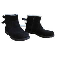 UGG Cecily black suede leather ankle zip big girls boots-sz 4 -1103504K