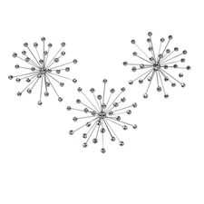 3 Silver Starburst Jeweled Metal Decorative Wall Art Hanging Rhinestone Crystal