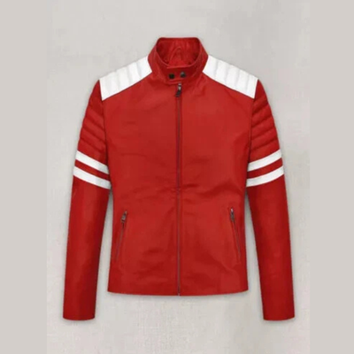 Brad Pitt Fight Club Tyler Durden Mayhem Red Real Leather Jacket