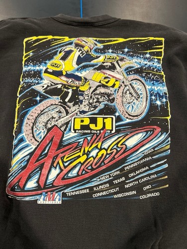 Vintage 90s PJ1 Arena Super Cross sweatshirt Murina tag XL Black Fader Long - Picture 2 of 8