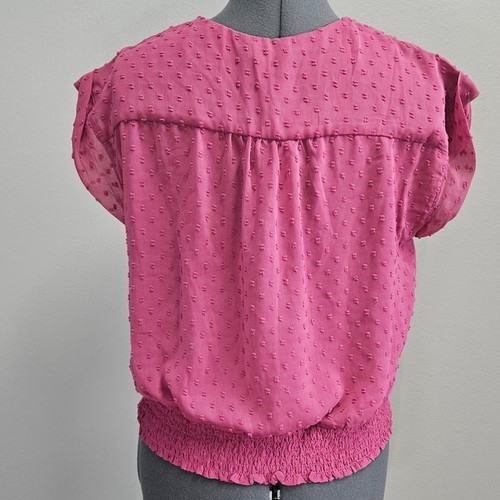 Mason & Belle Stitch Fix Swiss Dot Chiffon Mauve Pink Wrap Blouse Womens Medium - Picture 4 of 9