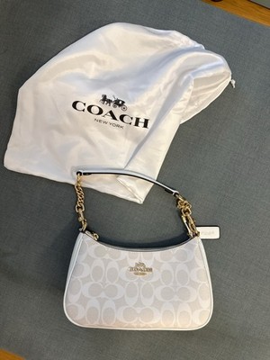 Coach White Bag Women's Satchel Top Handle Bag, Medium - Chalk White