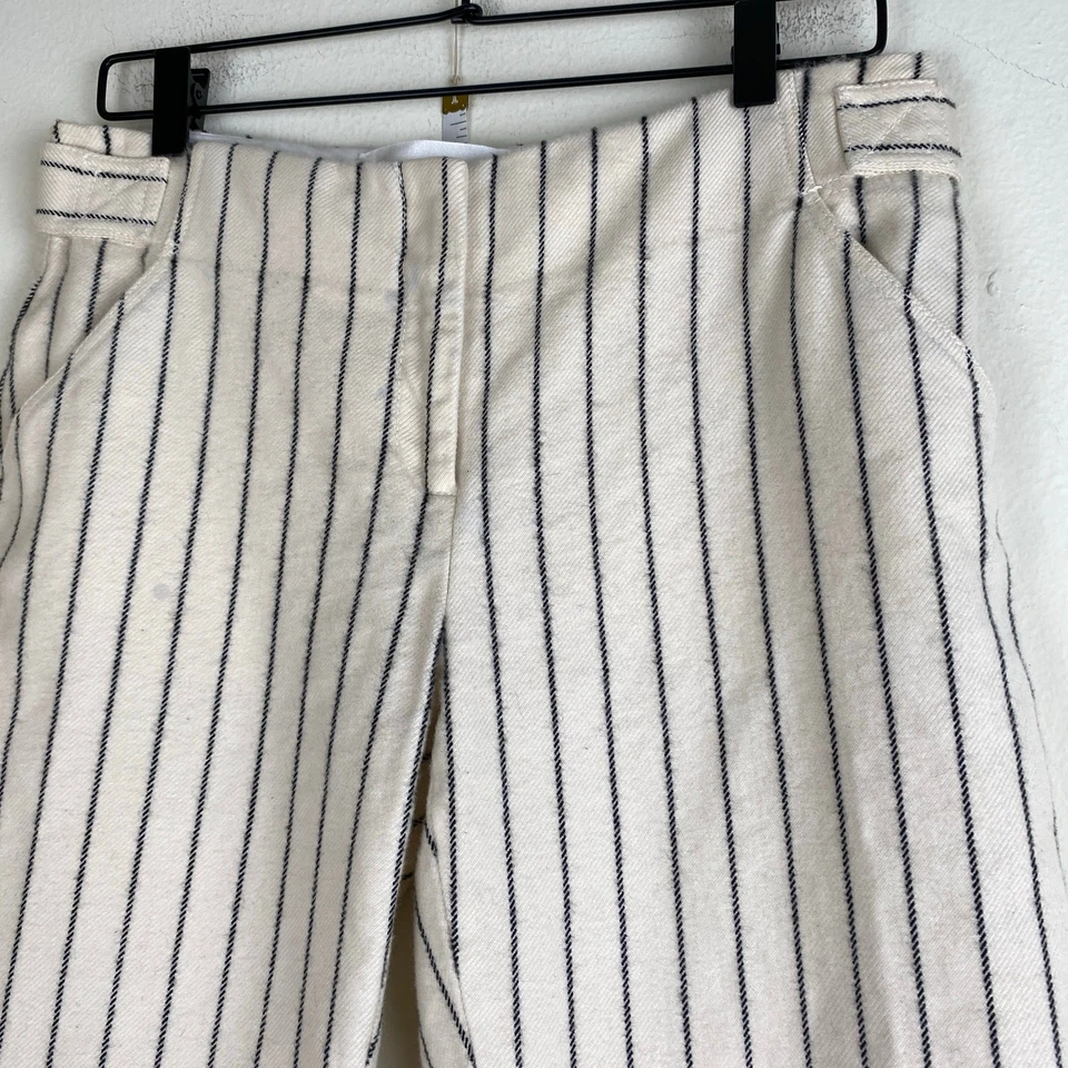 Victoria Victoria Beckham Striped Crop Pants Size 6 Cream Navy Straight Wool - Image 4 of 4