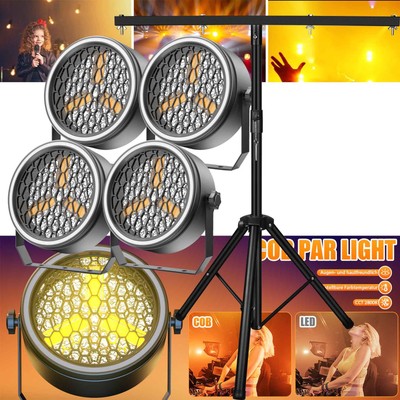 4STK COB LED Par Bühnenlicht DMX 8/10CH RGB Retro Blitzlicht Garten Theater Show