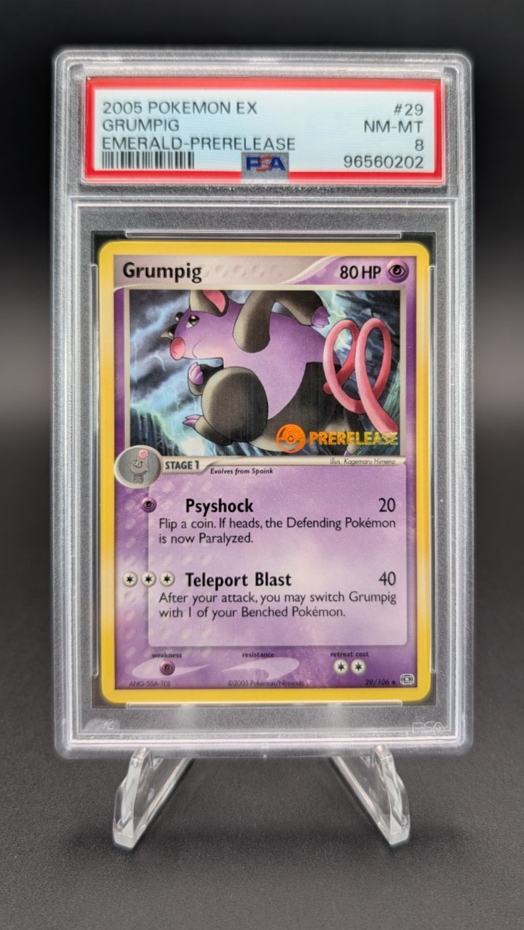 Grumpig 2005 Pokemon EX Emerald Prerelease #29 PSA 8